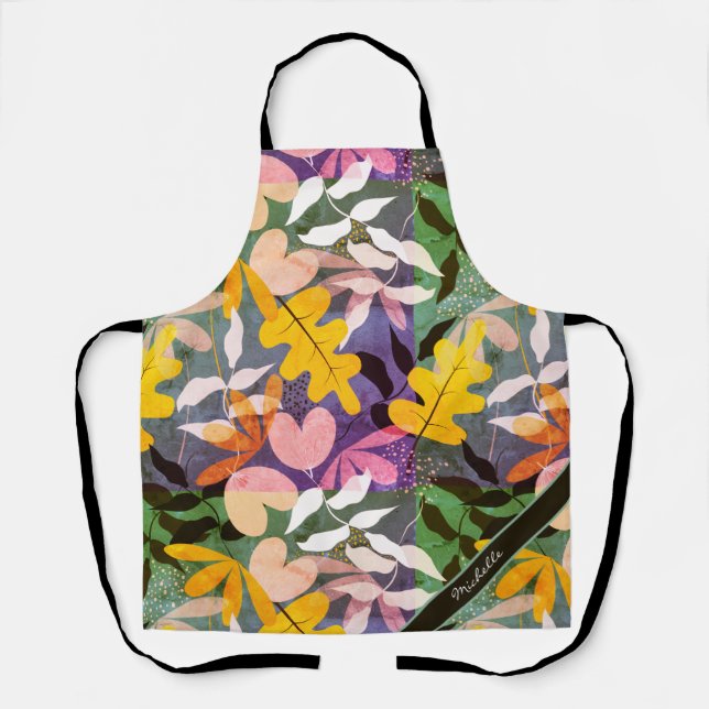 Tablier Fleur abstrait d'automne (Recto)