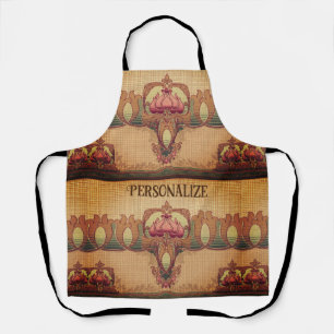 Tablier Fleur abstraite Art nouveau bordeaux rouge vert