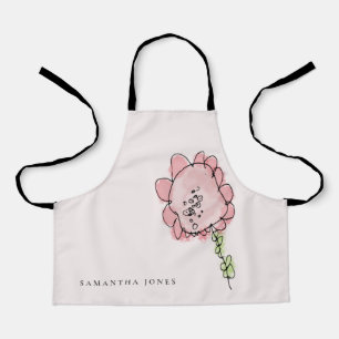 Tablier Fleur d'aquarelle rose pâle foncé Rustique mou