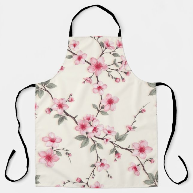 Tablier Fleur de cerisier rose Sakura Motif floral Printem (Recto)