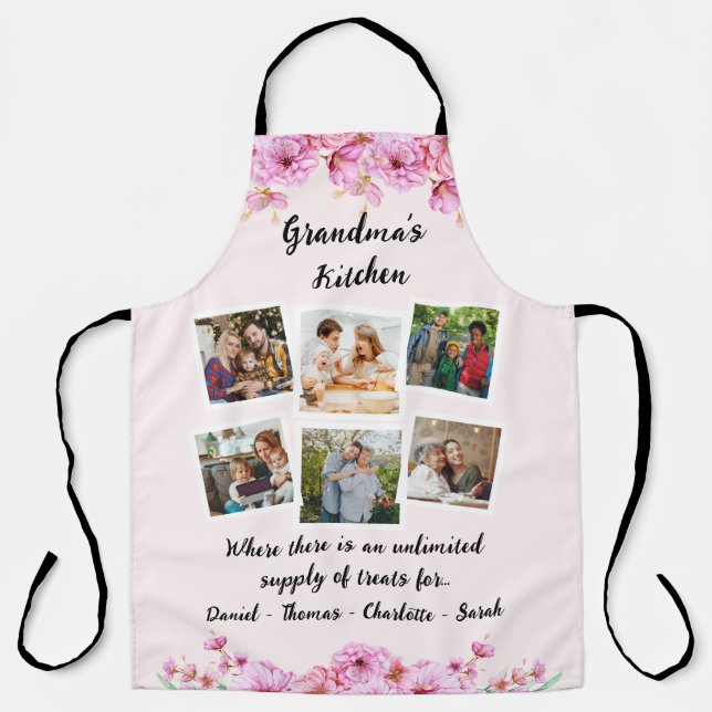 Tablier Fleur de cuisine de grand-mère | Personnalisé 6 ph (Recto)