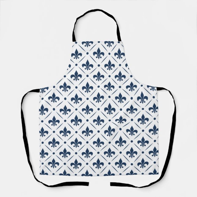 Tablier Fleur De Lis bleu foncé motif sur arrière - plan b (Recto)