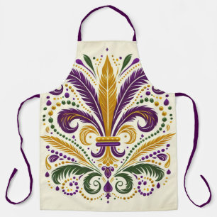 Tablier Fleur de lis jaune et vert violet