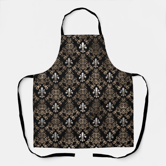 Tablier Fleur de lis motif perle et or (Recto)
