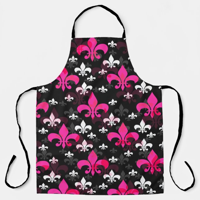Tablier Fleur De Lis Rose Blanc (Recto)