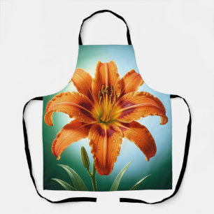 Tablier Fleur de lys orange vibrant en fleurs