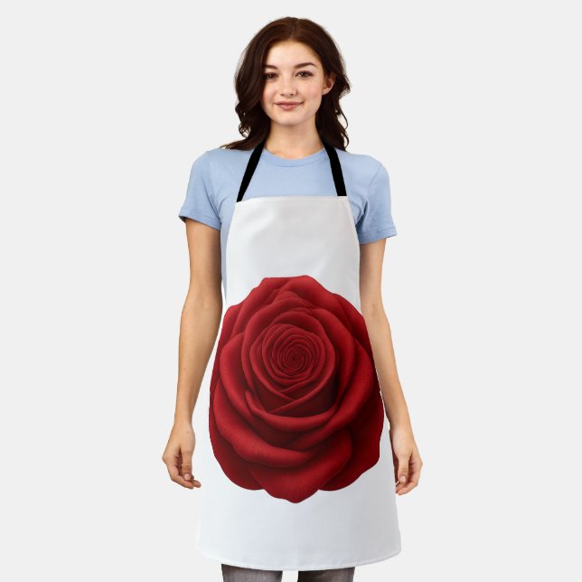 Tablier - Fleur de Rose Rouge (Porté)