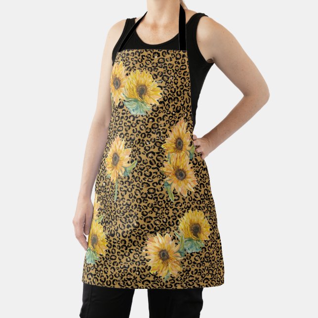 Tablier Fleur de tournesol Léopard d'or Léopard Jaguar (Insitu)
