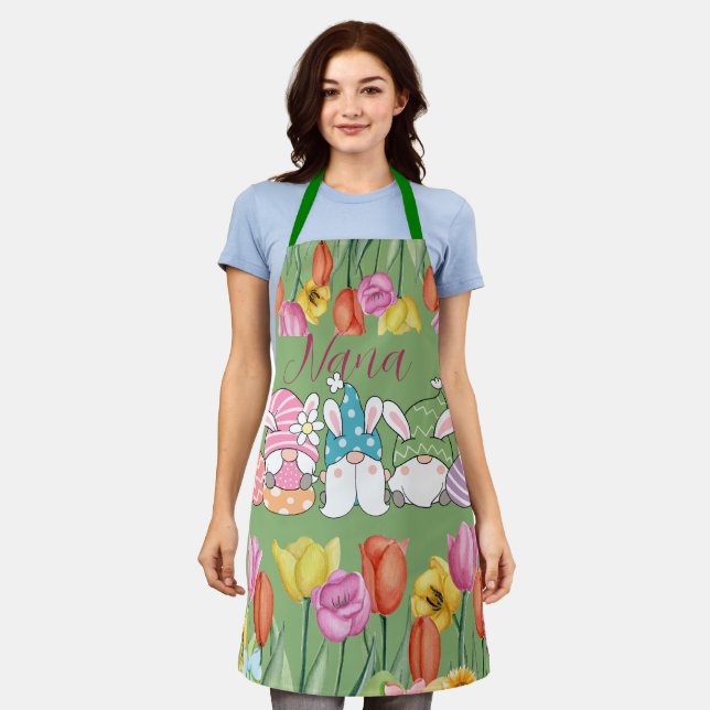 Tablier Fleur de tulipe de grand-mère personnalisée Fleurs (Porté)