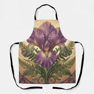 Tablier Fleur d'iris pourpre Art Nouveau Cadre Orné