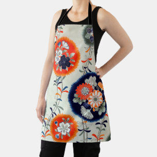 Tablier Fleur et Motif feuille, design japonais