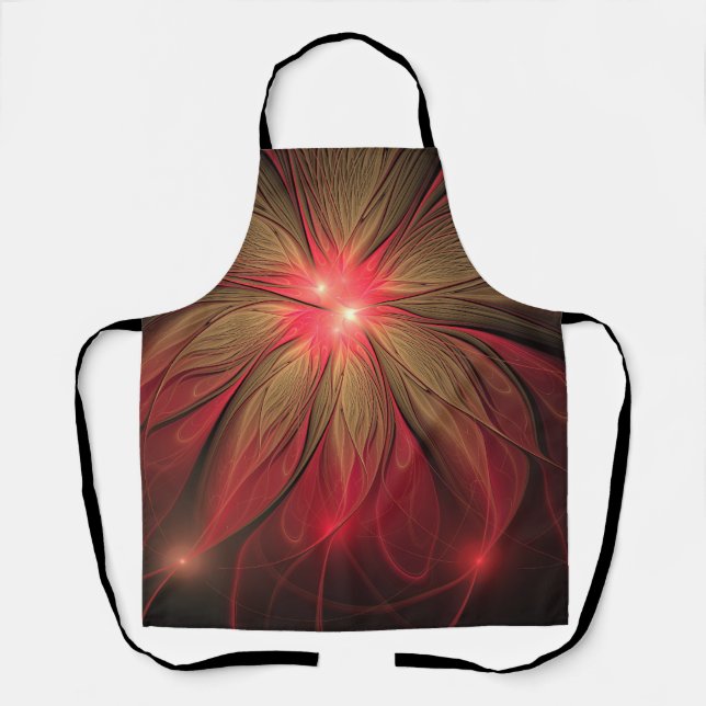 Tablier Fleur fractale de fansy rouge (Recto)
