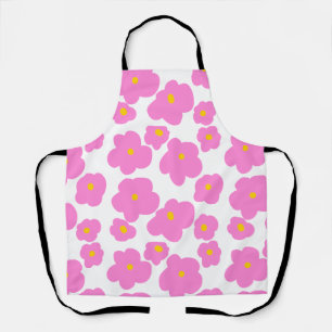 Tablier Fleur marguerite rose jaune moderne motif élégant