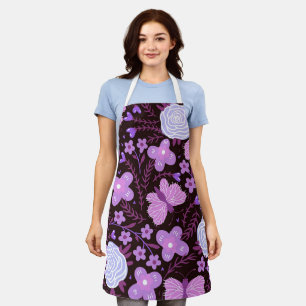 Tablier Fleur papillon rose