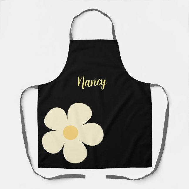 Tablier Fleur pastel avec texte personnalisé (Recto)