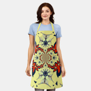 Tablier Fleur Radieuse   Belle flore cramoisie et jaune K