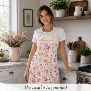 Tablier Fleur rose