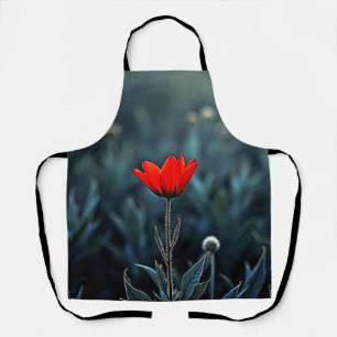 Tablier Fleur Rouge Nuit Sombre Solitude Art
