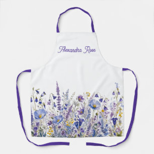 Tablier Fleur sauvage de couleur bleu violet jaune Nom per