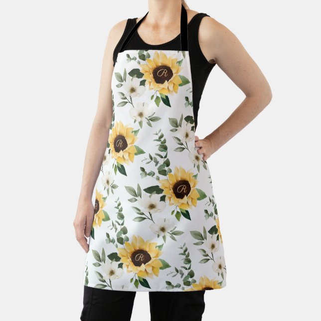 Tablier Fleur sauvage et Motif de tournesol blanc (Insitu)
