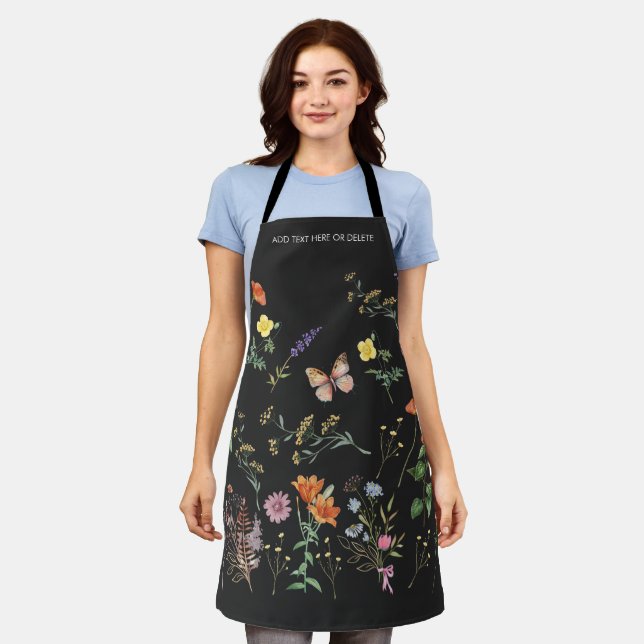 Tablier Fleur sauvage Pressé floral Ajouter Espace Texte (Porté)