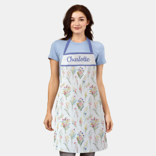 Tablier Fleur Sauvage Violette Élégante Florale