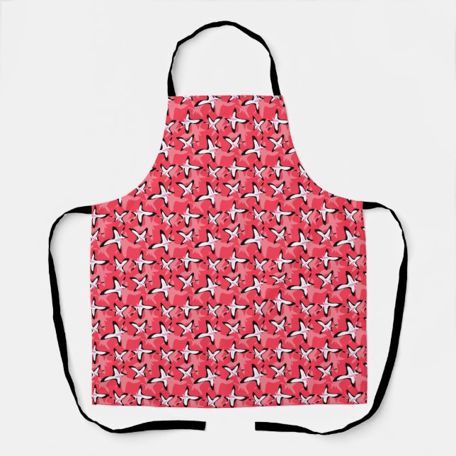 Tablier Fleurs abstraites roses noires modernes (Recto)