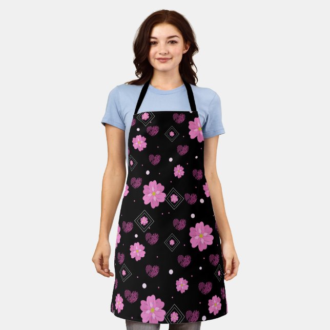 Tablier Fleurs Aimer Valentine Motif (Porté)