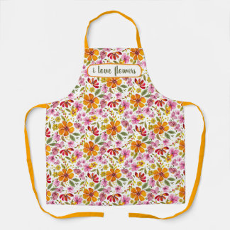 Tablier Fleurs aquarelles de printemps personnalisées Enfi
