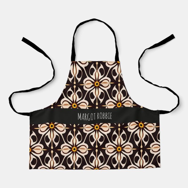Tablier Fleurs Batik Beige Jaune Motif Floral (Recto)