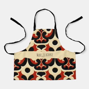 Tablier Fleurs Batik Rouge motif floral