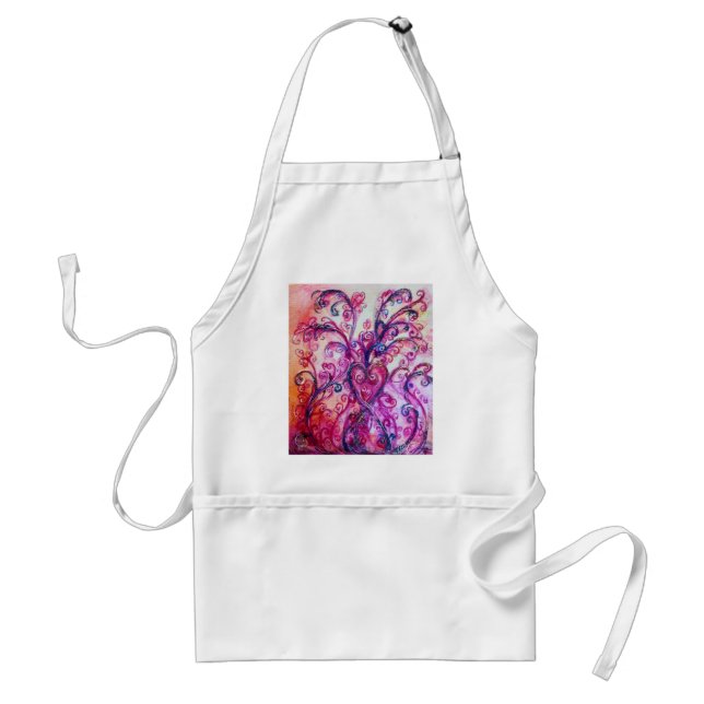 Tablier FLEURS BLANCHES rose vif pourpre blanc (Devant)