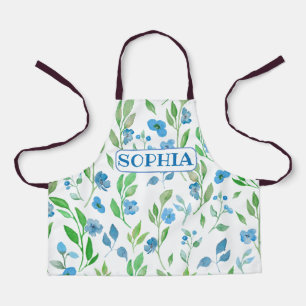 Tablier Fleurs bleues mignonnes Tout-En-Plan