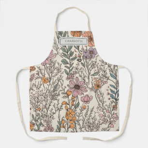 Tablier Fleurs Boho Rustiques Personnalisées Terracotta