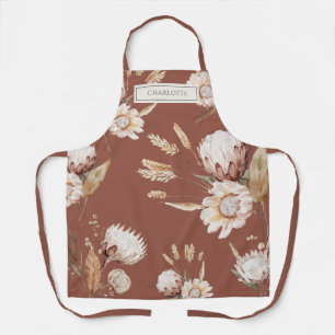 Tablier Fleurs Boho Rustiques Personnalisées Terracotta