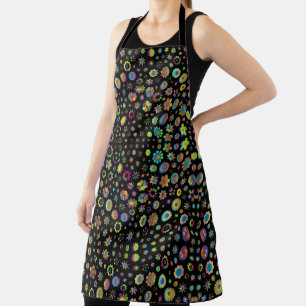 Tablier Fleurs colorées fantaisistes noires
