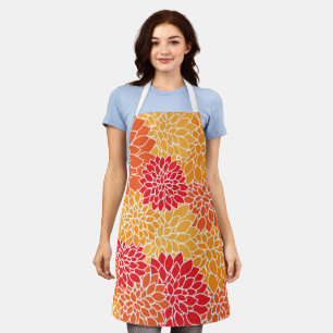 Tablier Fleurs Dahlia, Motif De Fleurs, Dahlia Orange