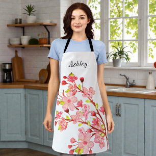 Tablier Fleurs de cerisier rose blanc Chic