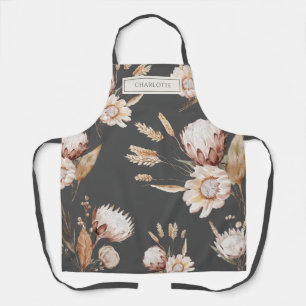 Tablier Fleurs de crème Boho personnalisées en terre cuite