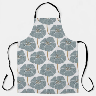 Tablier Fleurs de Géranium Bleu Motif romantique.