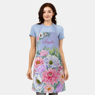 Tablier Fleurs de Jardin d'été Bleues