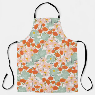 Tablier Fleurs de jardin : rose, orange sans soudure