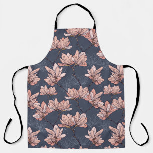 Tablier Fleurs de magnolia japonaise, sans soudure, style 