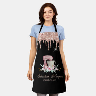 Tablier Fleurs de mélange Rose Gold Gouttes Boulangerie No