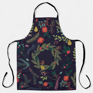 Tablier Fleurs de Noël dessinées à la main : collection vi