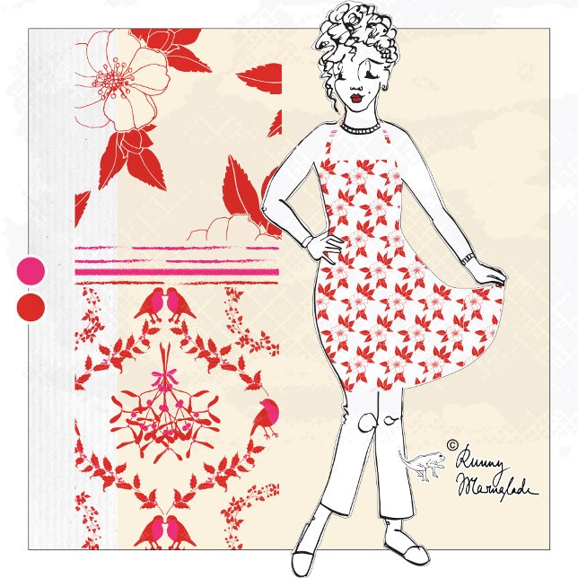 Tablier Fleurs de Noël rouges dessinées à la main (Perfect Christmas gift for cooking and baking enthusiasts)