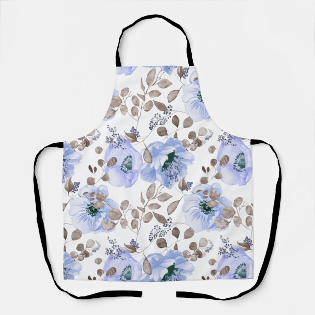 Tablier Fleurs de pavot bleu (Recto)