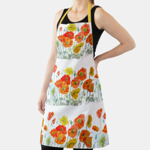 Tablier Fleurs de pavot orange rouge jaune Pavots Fleur