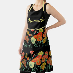 Tablier Fleurs de pavot Pavot Floral Aquarelle Art Apron