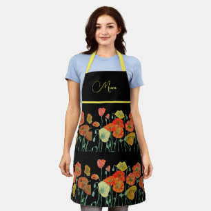 Tablier Fleurs de pavot Pavot Floral Aquarelle Art Apron